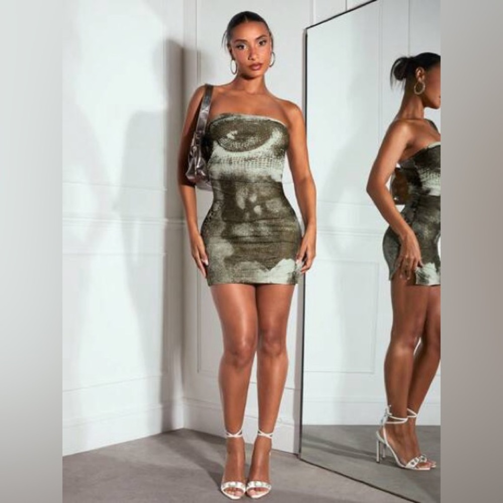 Tube Bodycon Olive Green Mini Dress
